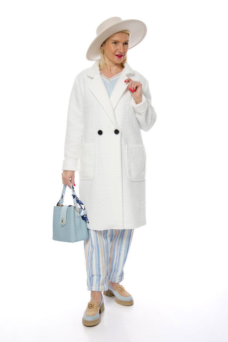 Baltas krāsas viegls plānais sieviešu mētelis MODA ITALIA