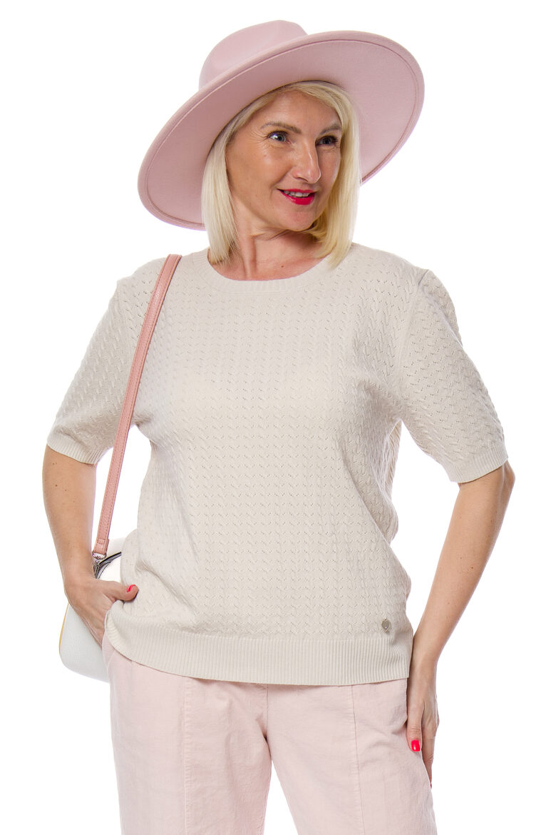 Bēšas krāsas plānais sieviešu džemperis ar īso piedurkni N.EVERY DAY