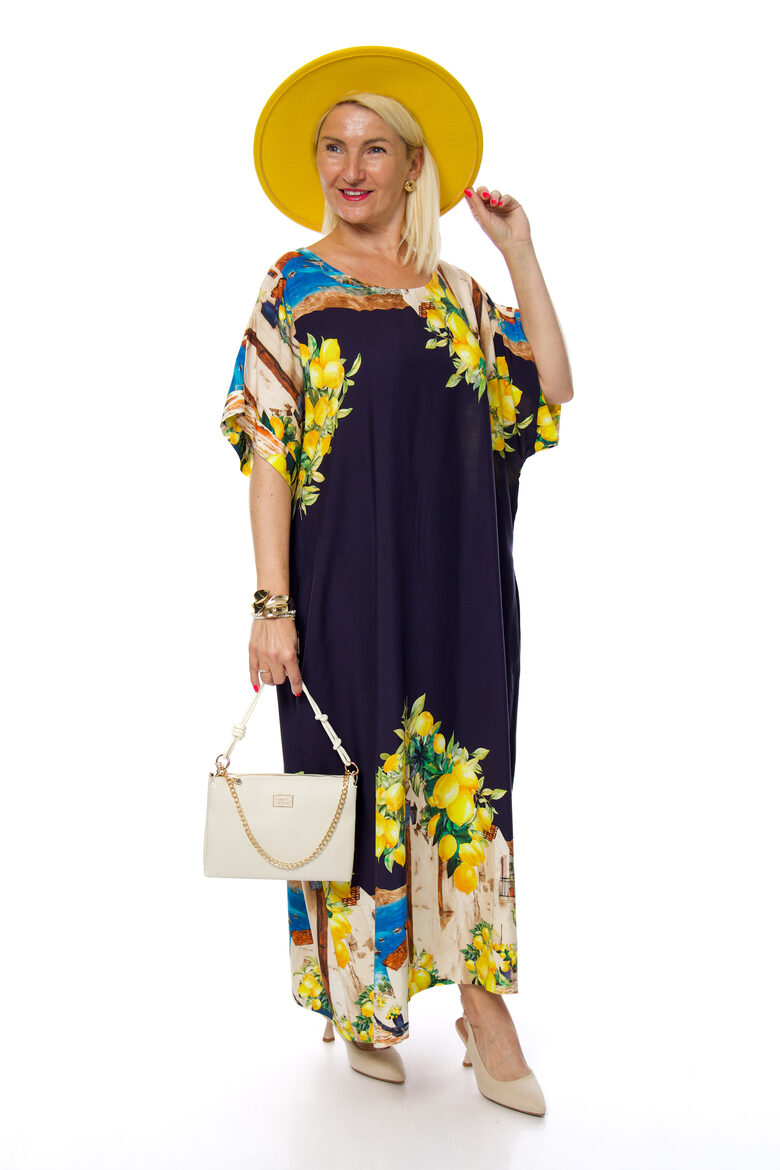 Tumši zila viskozes auduma kleita Giulio Moda