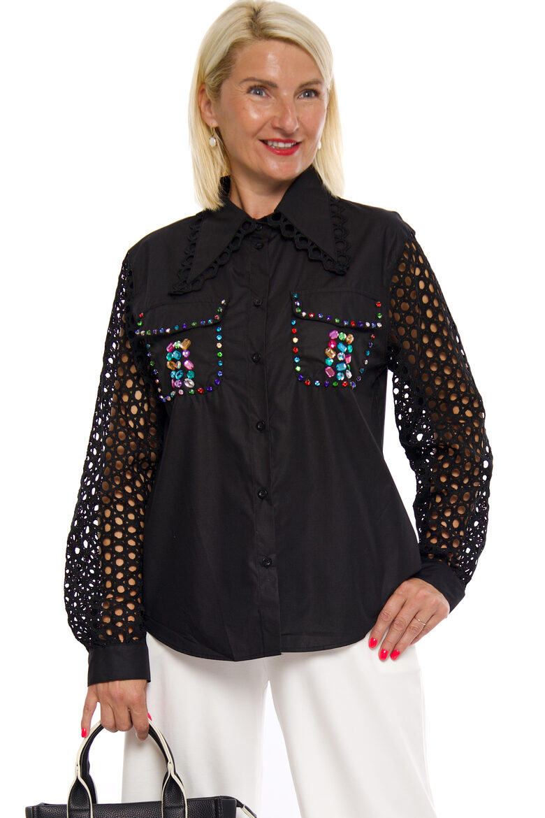 Melna kokvilnas blūze sievietēm Monte Cervino