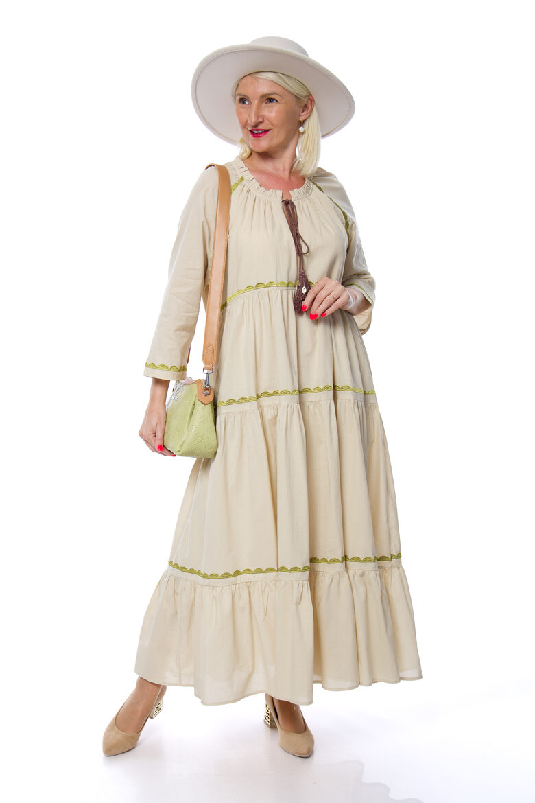 Bēšas krāsas kokvilnas kleita Gioya