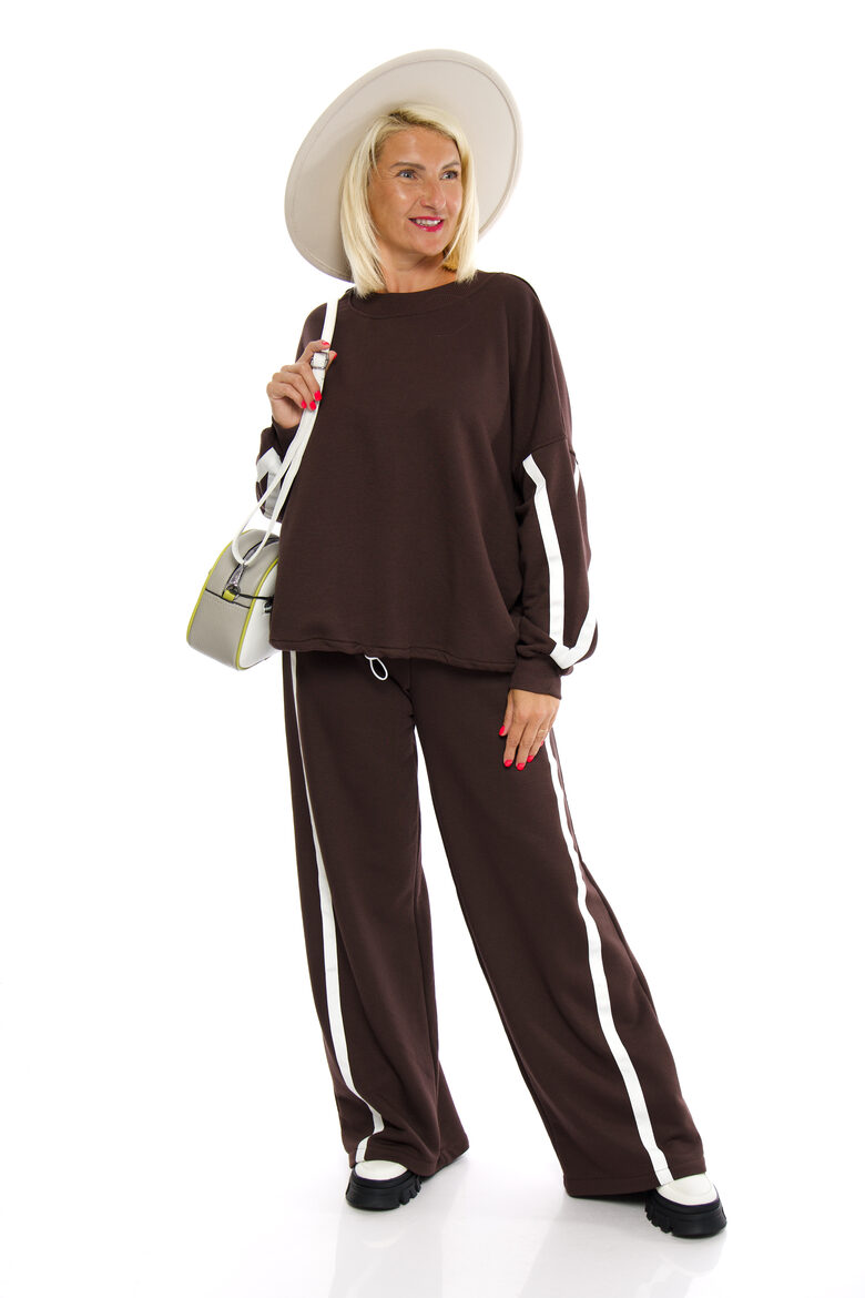 Brūnas krāsas platās kokvilnas bikses Cotonland