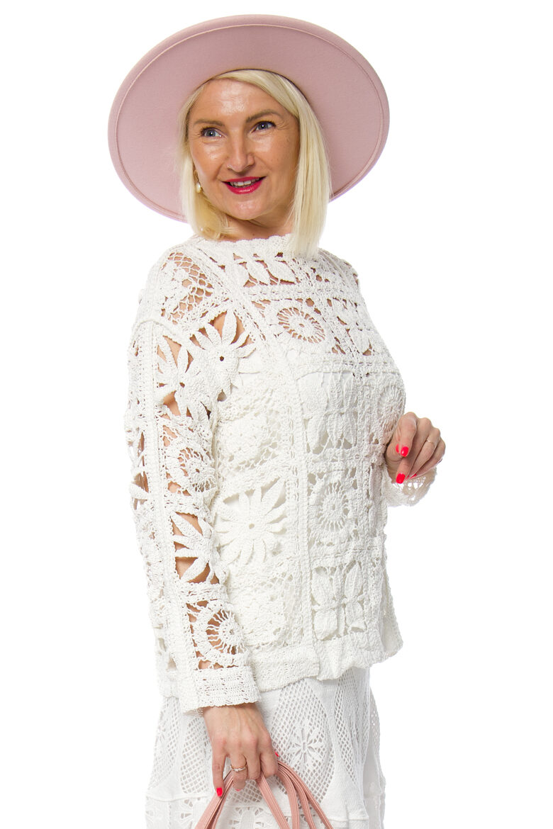 Baltas krāsas kokvilnas sieviešu džemperis Z STUDIO