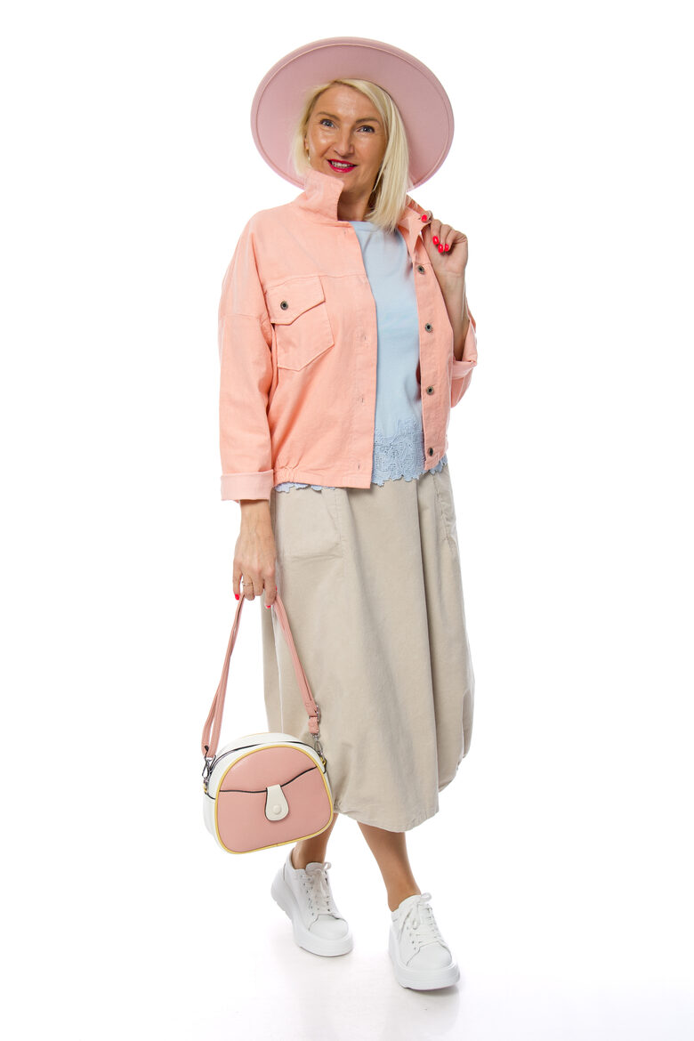 Bēšas krāsas kokvilnas/velveta svārki ar jostiņu Italian Style