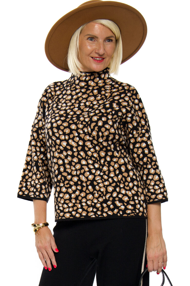 Melnas krāsas sieviešu džemperis ar pusgaru piedurkni EVIS