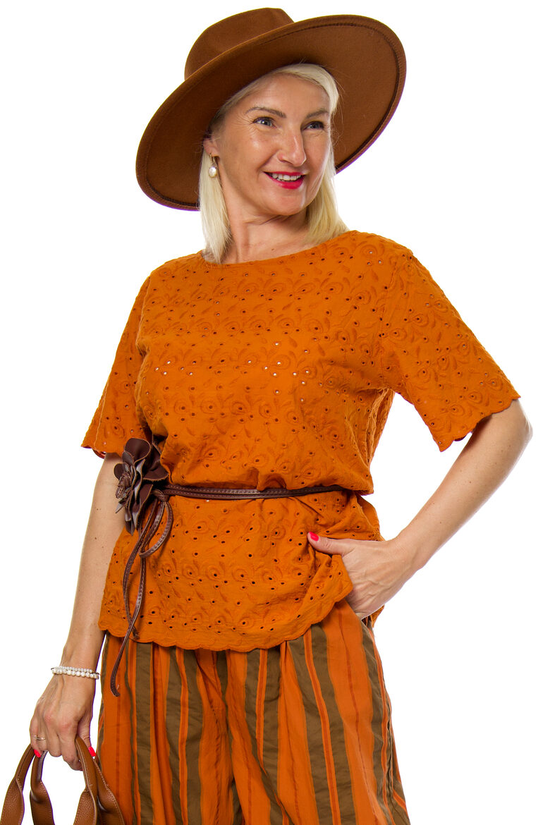 Rudas krāsas kokvilnas auduma krekliņš GLAM UP