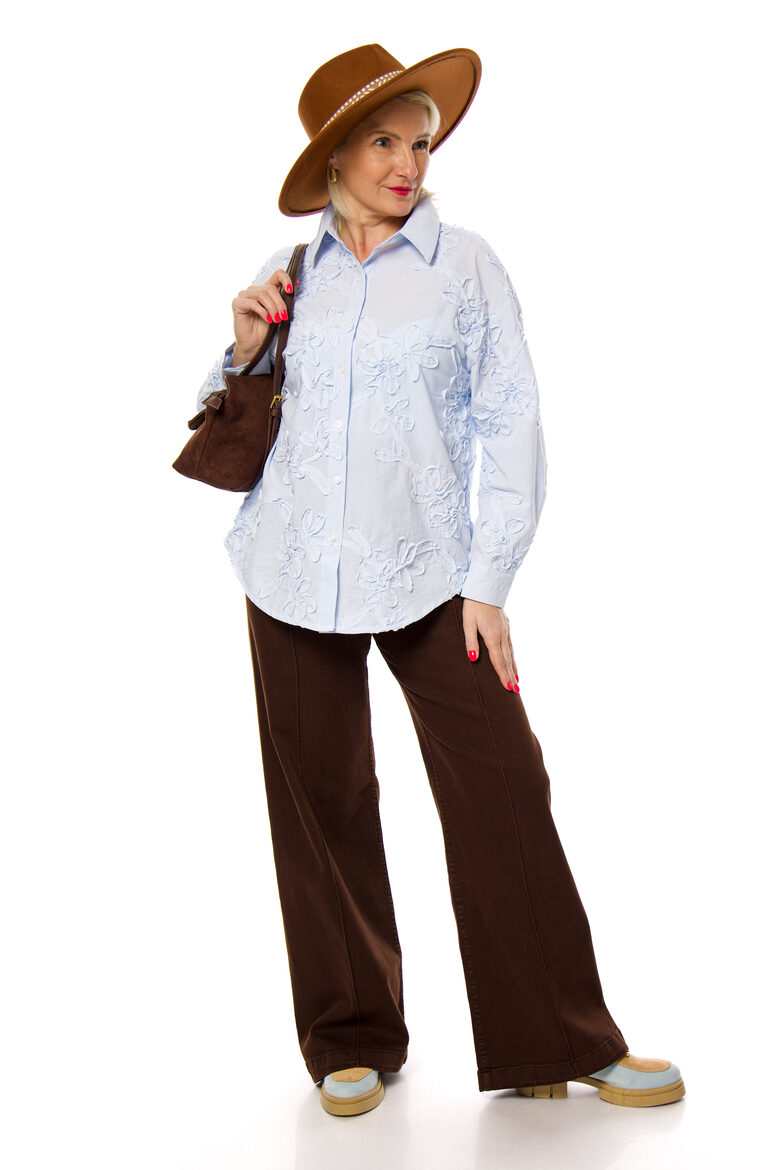 Brūnas krāsas platās džinsa bikses sievietēm Laulia