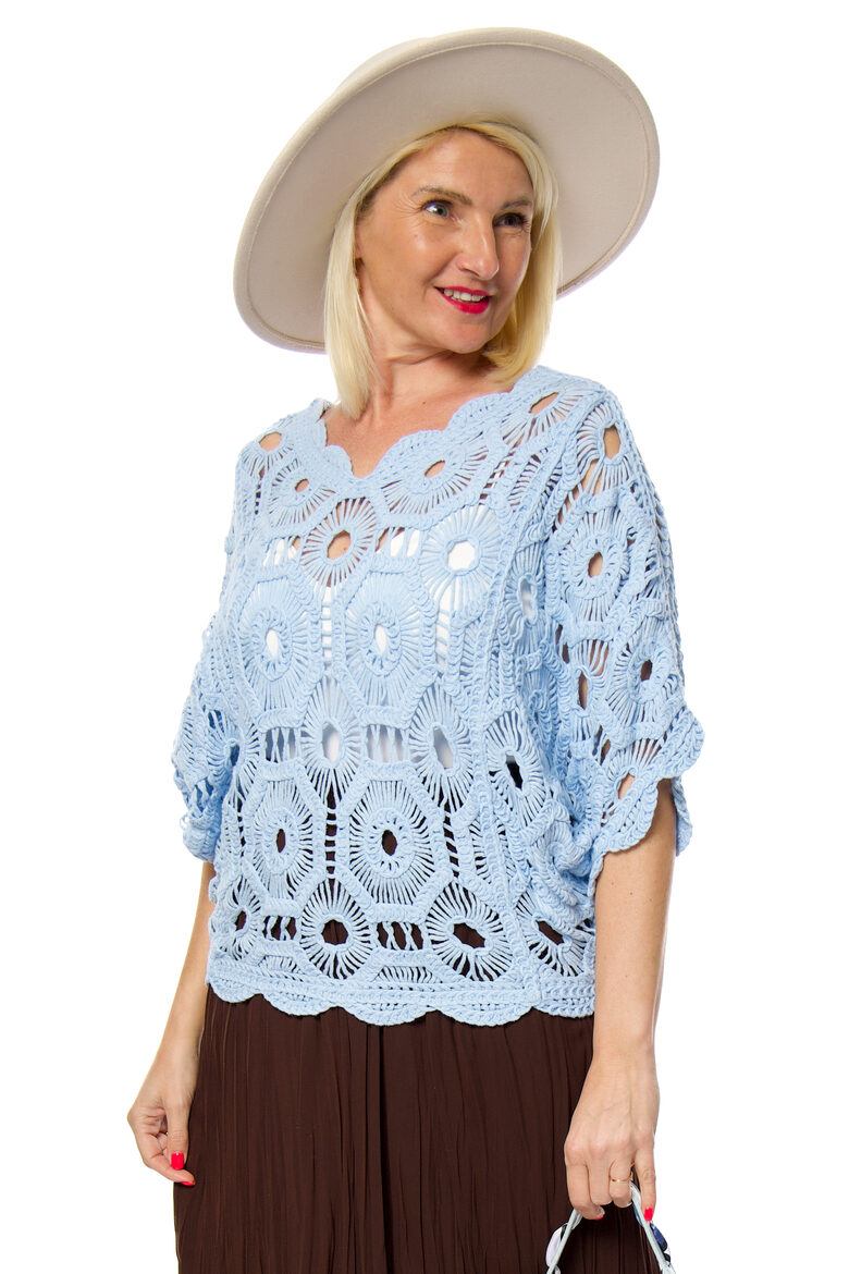 Gaiši zilas krāsas kokvilnas džemperis sievietēm NC