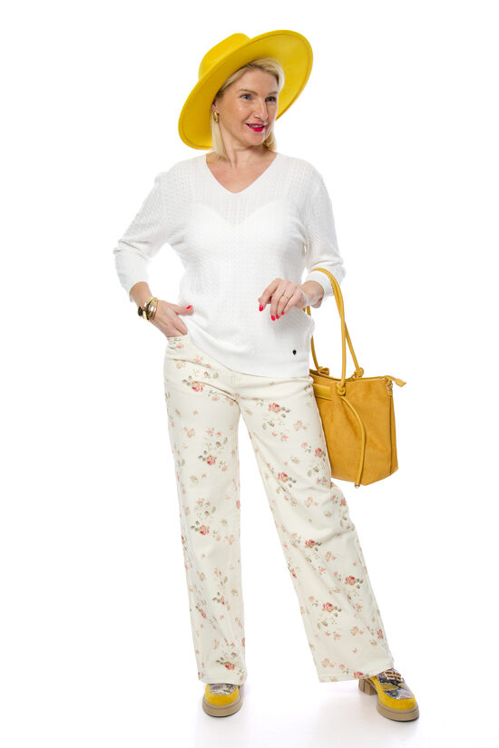 Sieviešu džinsa bikses ar ziedu rakstu Lovely Star