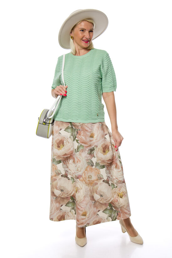 Eleganti bēšas krāsas svārki ar jostiņu MISS TRENDY