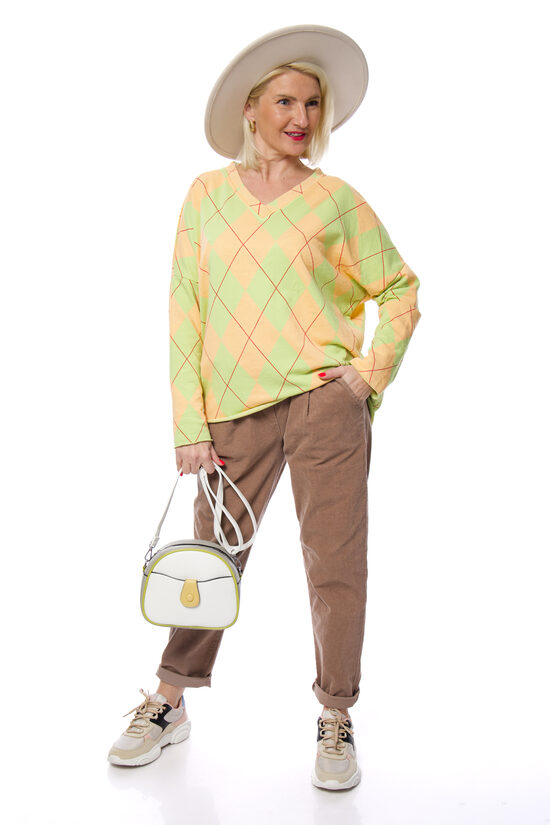 Taupe krāsas velveta/kokvilnas sieviešu bikses LAMYA