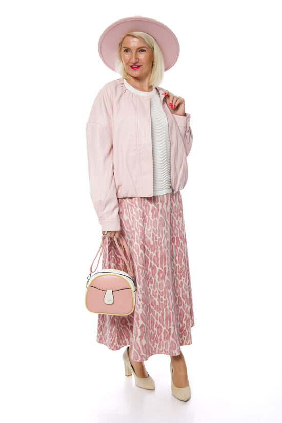 Eleganti gaiši rozā krāsas svārki ar jostiņu MISS TRENDY