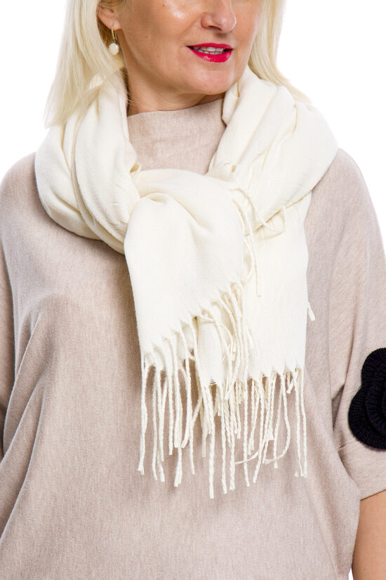 Baltas krāsas kokvilnas/viskozes auduma sieviešu šalle