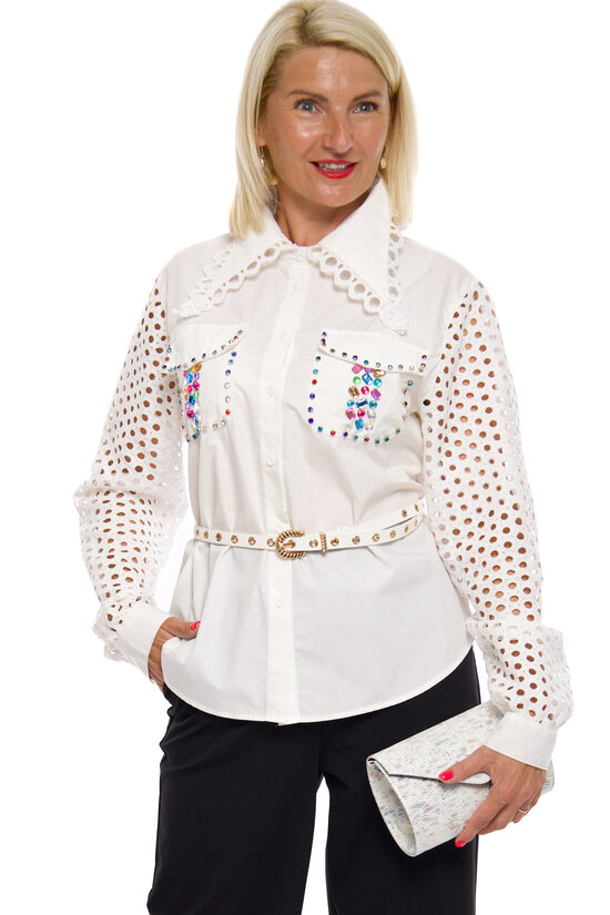 Balta kokvilnas blūze sievietēm Monte Cervino