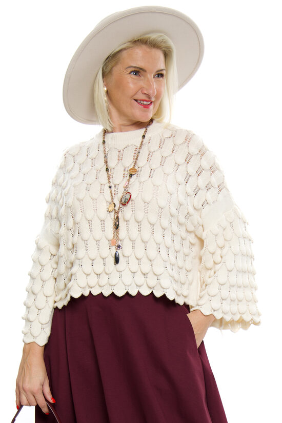 Krēmkrāsas sieviešu džemperis ITALY MODA