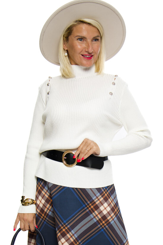 Baltas krāsas sieviešu džemperis/bītlene MULAYA