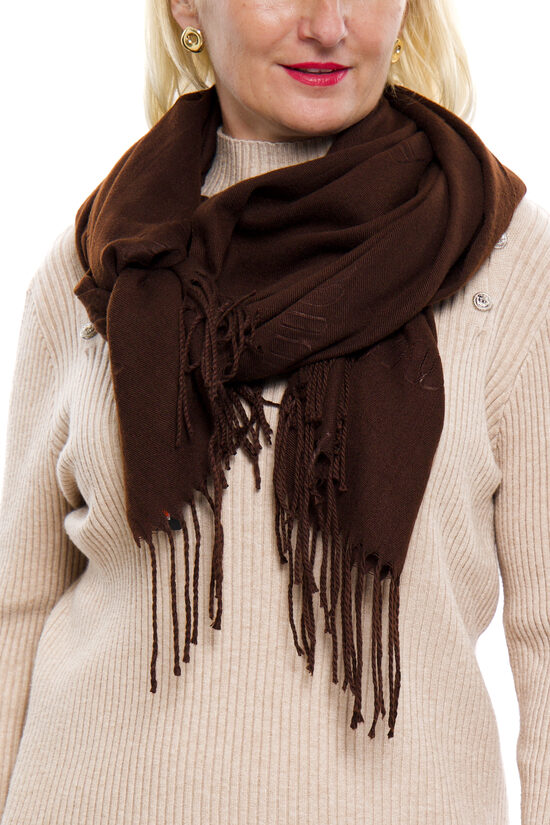 Tumši brūna kokvilnas/viskozes auduma sieviešu šalle