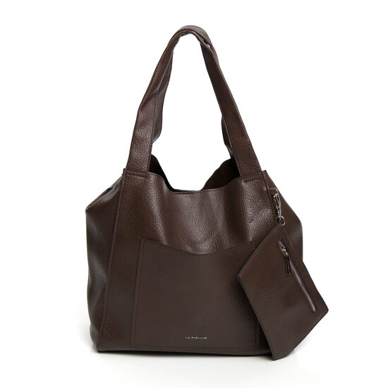 Tumši brūnas krāsas soma ar mazo pleca somiņu LUIGISANTO