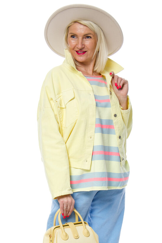 Gaiši dzeltena kokvilnas/velveta auduma jaka LIVANS