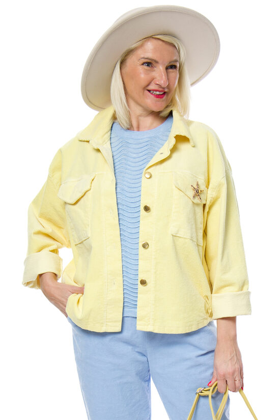 Gaiši dzeltena kokvilnas/velveta auduma jaka LIVANS