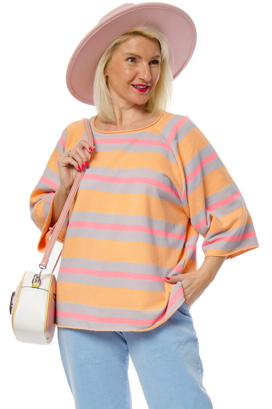 Strīpains kokvilnas sieviešu džemperis/tops MuMu