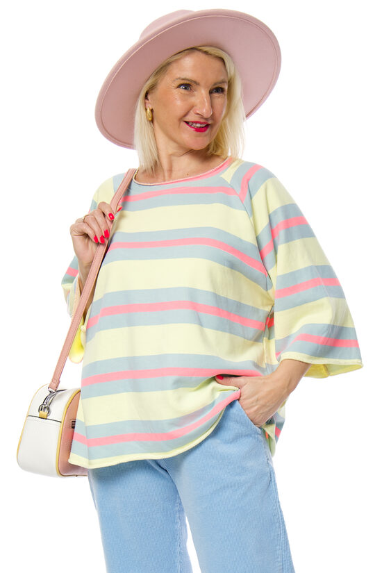 Strīpains kokvilnas sieviešu džemperis/tops MuMu