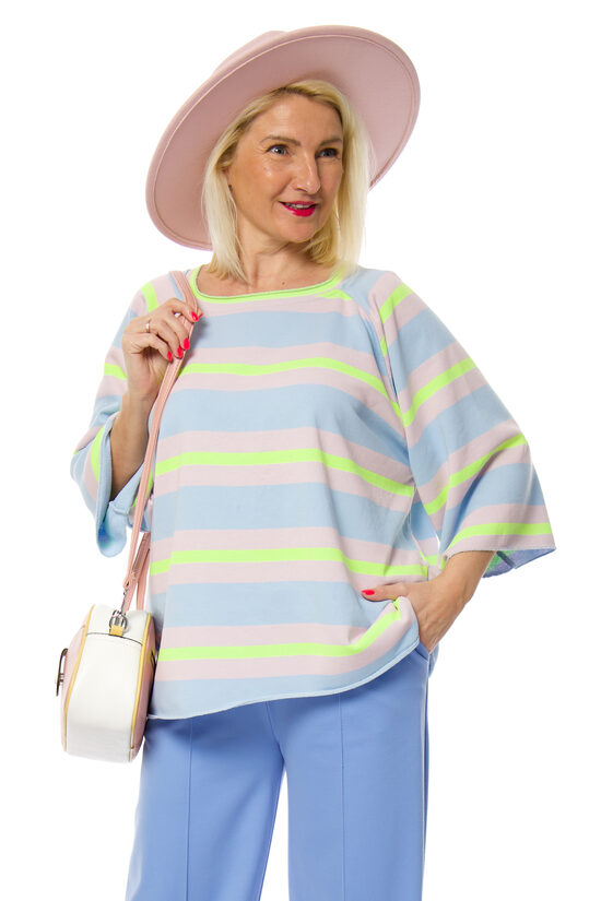 Strīpains kokvilnas sieviešu džemperis/tops MuMu