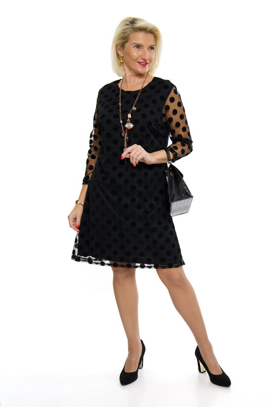 Eleganta melnas krāsas kleita ar oderi Paula R