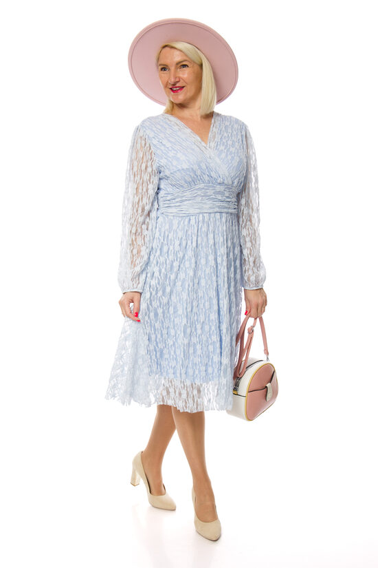 Gaiši zilas krāsas mežģīnes kleita ITALY