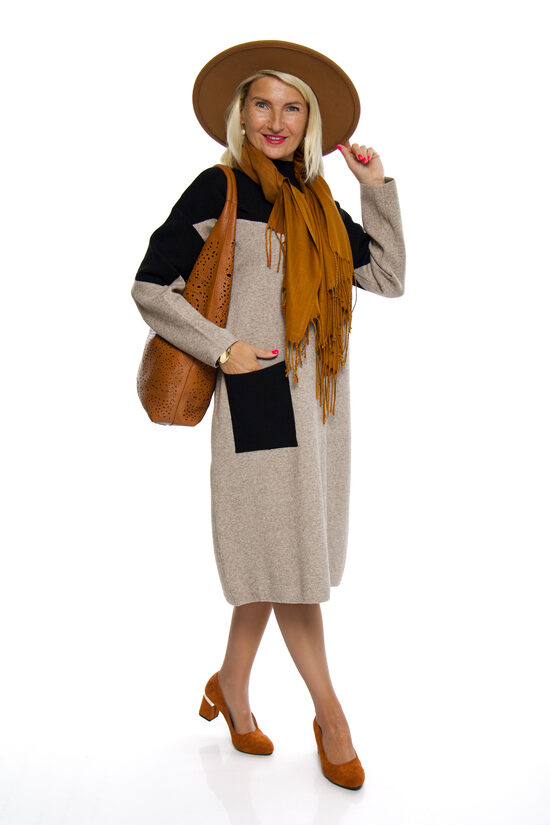 Eleganta adīta kleita ar kabatu Palma