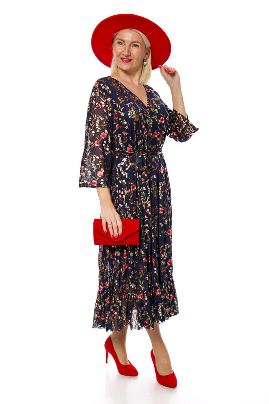 Tumši zila kleita ar ziedu rakstu Natalia