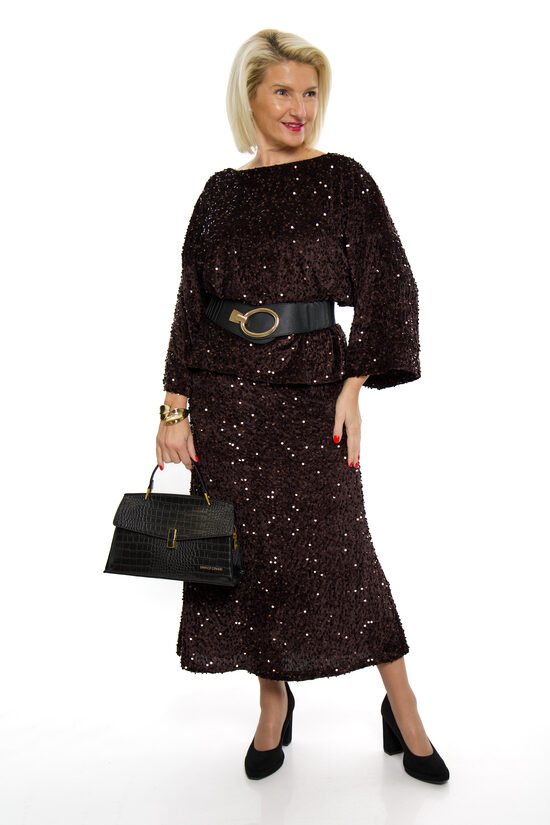 Eleganti brūnas krāsas svārki ar fliteriem WE MODA