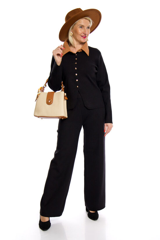 Melnas krāsas adītas sieviešu bikses M.B.21