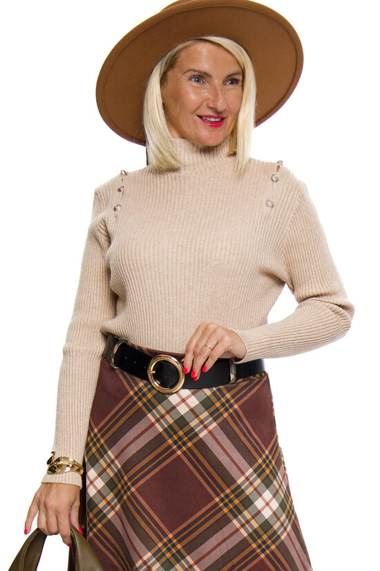 Bēšas krāsas sieviešu džemperis/bītlene MULAYA