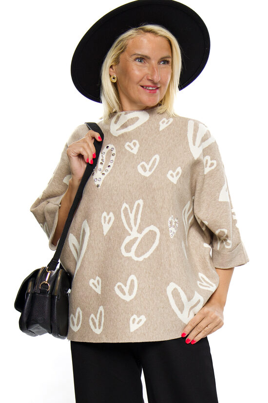 Sieviešu džemperis ar pusgaru piedurkni MON AMOUR POUR TOI