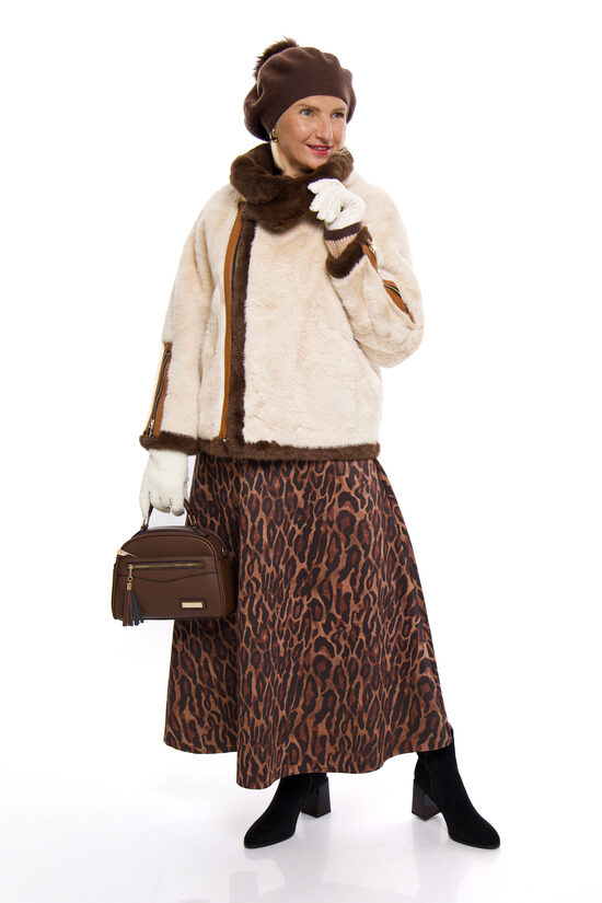 Elegants bēšas krāsas sieviešu īsais mētelis/kažociņš GEMS BIJOUX