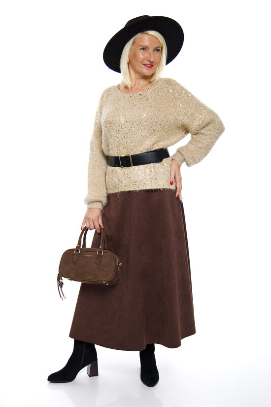 Eleganti tumši brūnas krāsas svārki ar jostiņu NC