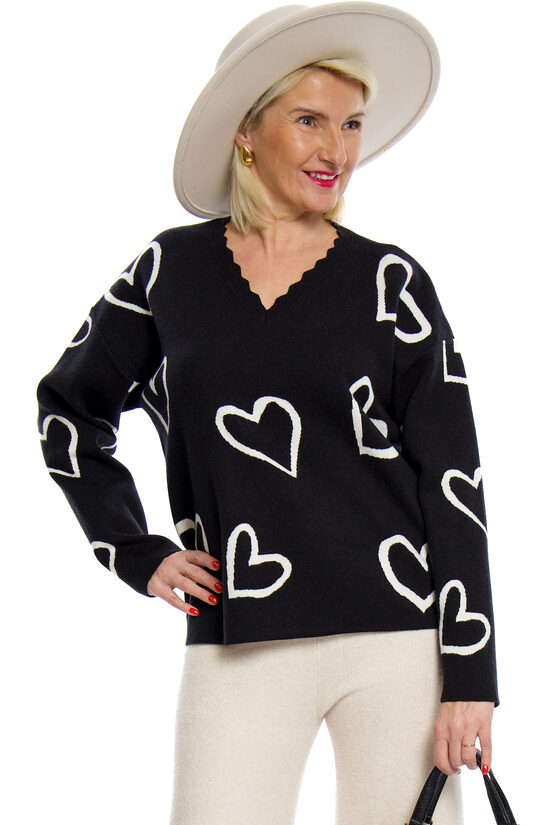Melnas krāsas džemperis ar sirsniņām BLUOLTRE