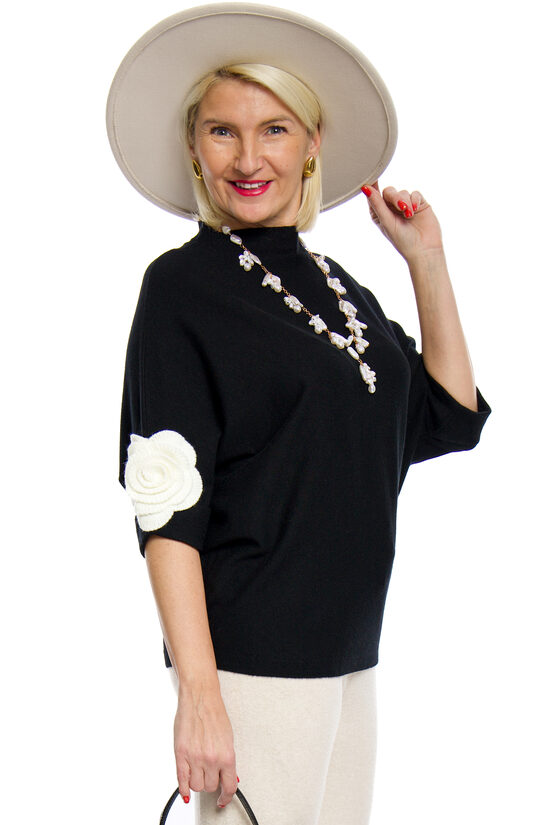 Melnas krāsas sieviešu džemperis ar pusgaro piedurkni N.EVERY DAY