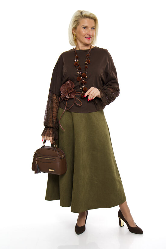 Eleganti zaļas krāsas svārki ar jostiņu MISS TRENDY