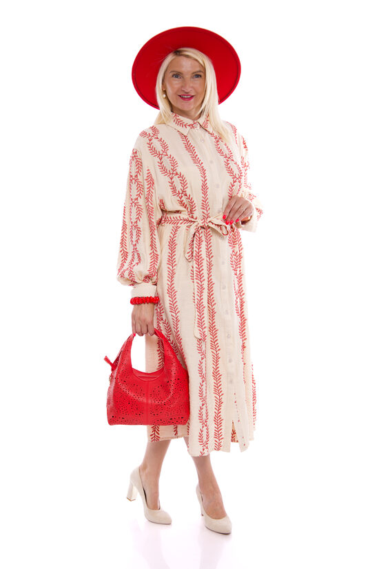 Bēšas krāsas viskozes auduma kleita ar jostiņu Alyssa