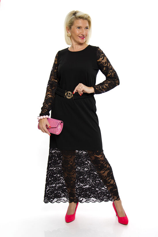 Melnas krāsas kleita ar mežģīni BACARDO