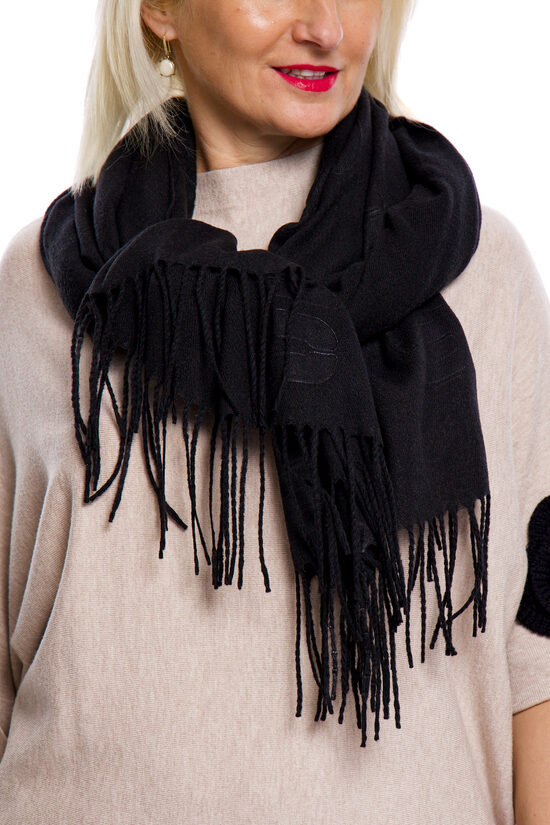 Melnas krāsas kokvilnas/viskozes auduma sieviešu šalle