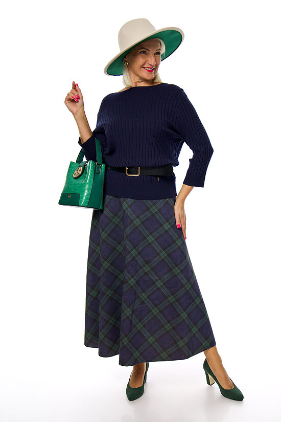 Eleganti rūtaini svārki ar jostiņu MISS TRENDY