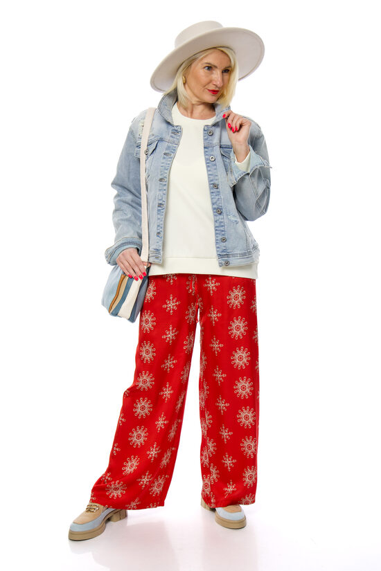 Sarkanas platās viskozes bikses Posse