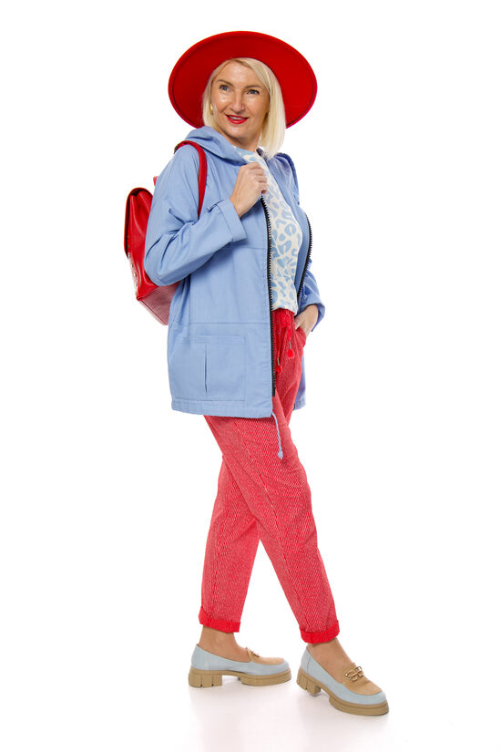 Sarkanas kokvilnas auduma sieviešu bikses ITALY MODA