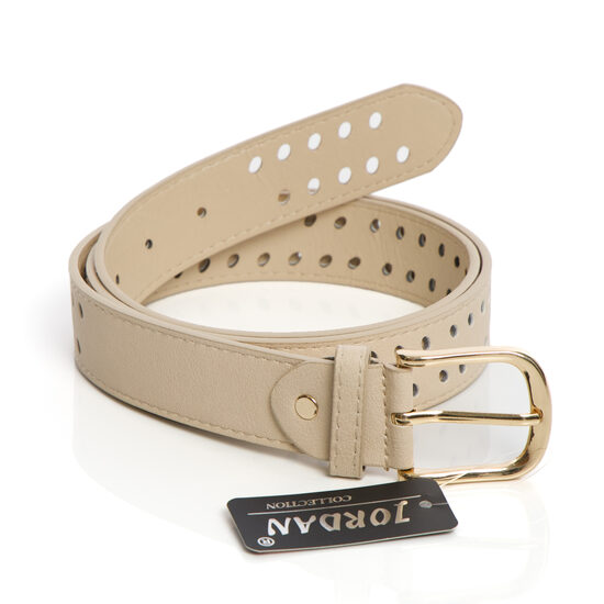 Bēša josta ar zelta krāsas sprādzi