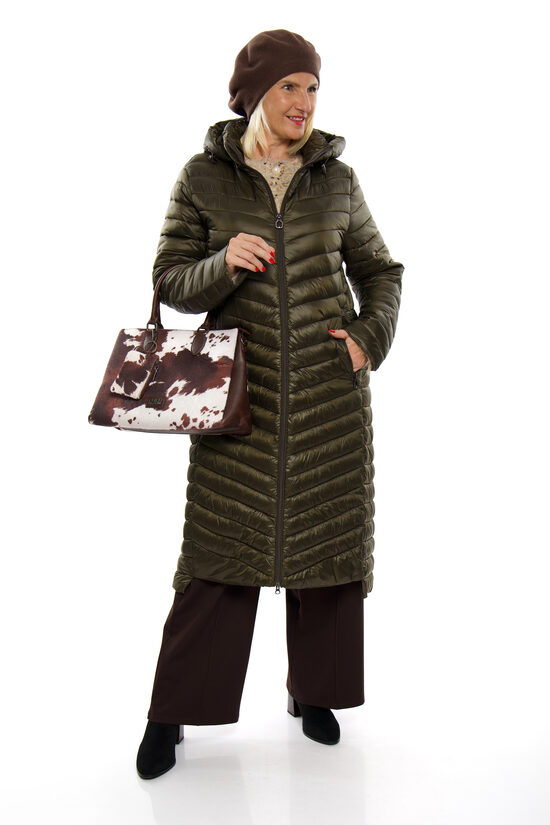 Tumši zaļš sieviešu rudens mētelis ar kapuci H&D