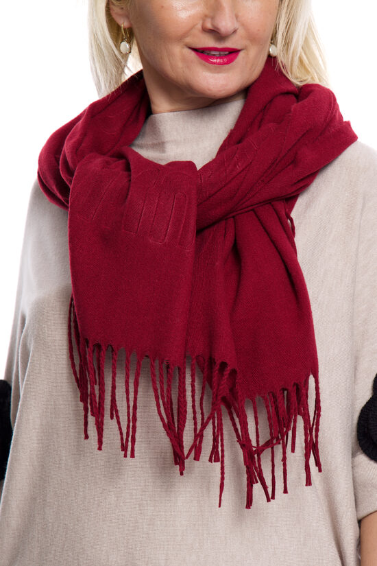 Bordo krāsas kokvilnas/viskozes auduma sieviešu šalle