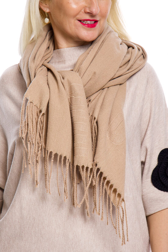 Taupe krāsas kokvilnas/viskozes auduma sieviešu šalle